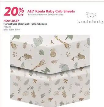 Babies 'R' Us koala baby Flannel Crib Sheet 2pk - Safari/Leaves offer