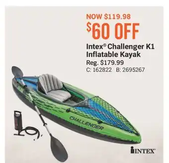 Cabela's Intex Challenger K1 Inflatable Kayak offer