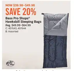 Cabela's Bass Pro Shops Hawksbill Sleeping Bags offer