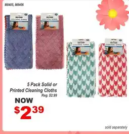 Oxford Mills 5 Pack Solid or Printed Cleaning Cloths offer