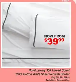 Oxford Mills Hotel Luxury 350 Thread Count 100% Cotton White Sheet Set with Border offer