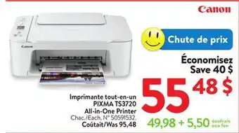 Walmart PIXMA TS3720 All-in-One Printer offer