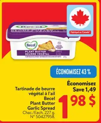 Walmart Becel Plant Butter Garlic Spread offer