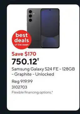 Staples Samsung Galaxy S24 FE - 128GB - Graphite - Unlocked offer