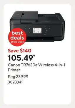 Staples Canon TR7620a Wireless 4-in-1 Printer offer