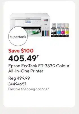 Staples Epson EcoTank ET-3830 Colour All-In-One Printer offer