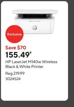 Staples HP LaserJet M140w Wireless Black & White Printer offer