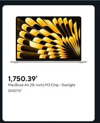 Staples MacBook Air (15-inch) M3 Chip - Starlight offer