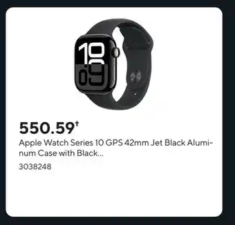 Staples Apple Watch Series 10 GPS 42mm Jet Black Aluminum Case with Black Sport Band - S/M offer