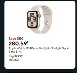 Staples Apple Watch SE 40mm Starlight - Starlight Sport Band S/M offer