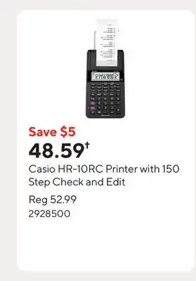 Staples Casio HR-10RC Printer with 150 Step Check and Edit offer