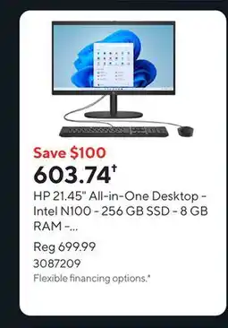 Staples HP 21.45 All-in-One Desktop - Intel N100 - 256 GB SSD - 8 GB RAM - Windows 11 Home offer