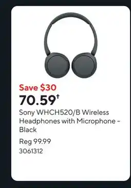 Staples Sony WHCH520/B Wireless Headphones with Microphone - Black offer