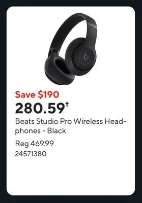 Staples Beats Studio Pro Wireless Headphones - Black offer