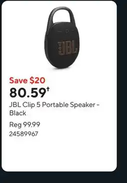 Staples JBL Clip 5 Portable Speaker - Black offer