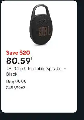 Staples JBL Clip 5 Portable Speaker - Black offer