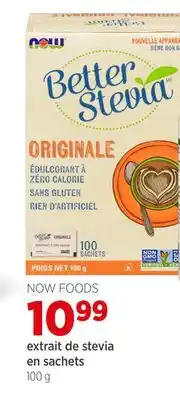 Avril NOW FOODS extrait de stevia en sachets offer