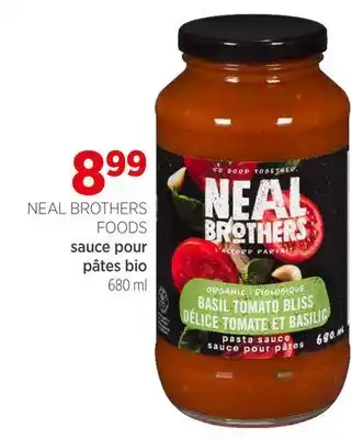 Avril NEAL BROTHERS FOODS sauce pour pâtes bio offer