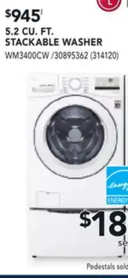 RONA LG 5.2 CU. FT. STACKABLE WASHER offer