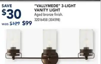 RONA VALLYMEDE 3-LIGHT VANITY LIGHT offer