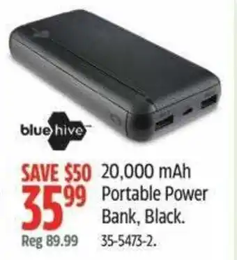 Canadian Tire Blue hive portable power bank, black offer