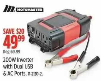 Canadian Tire Motomaster 200w inverter with dual usb & ac ports offer