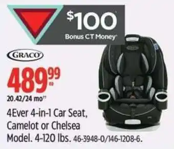 Canadian Tire Graco 4ever 4-in-1 car seat, camelot or chelsea model offer