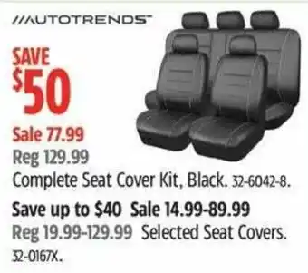 Canadian Tire Autotrends Complete Seat Cover Kit, Black offer