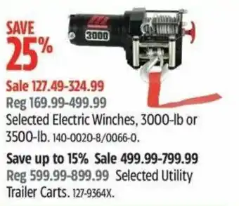 Canadian Tire Selected Electric Winches, 3000-lb or 3500-lb. offer