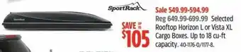 Canadian Tire Sportrack selected rooftop horizon l or vista xl cargo boxes offer