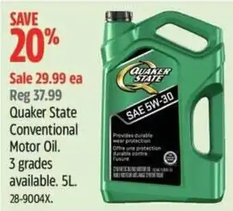 Canadian Tire Quaker State Conventional Motor Oil 3 grades available offer