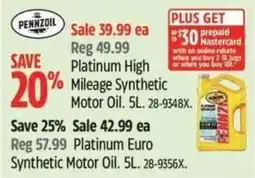 Canadian Tire Platinum high mileage synthetic motor oil offer