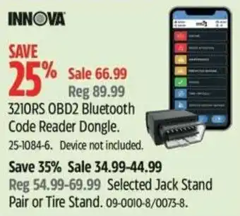 Canadian Tire Innova 3210rs obd2 bluetooth code reader dongle offer