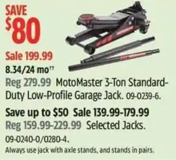 Canadian Tire Motomaster 3-ton standard- duty low-profile garage jack offer