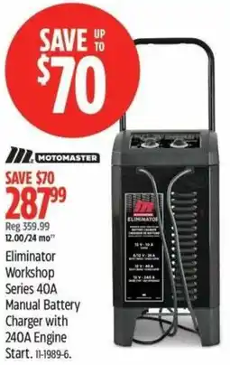 Canadian Tire Eliminator workshop series 40a manual battery charger with 240a engine start offer