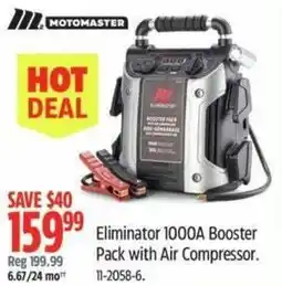 Canadian Tire Motomaster eliminator 1000a booster pack with air compressor offer