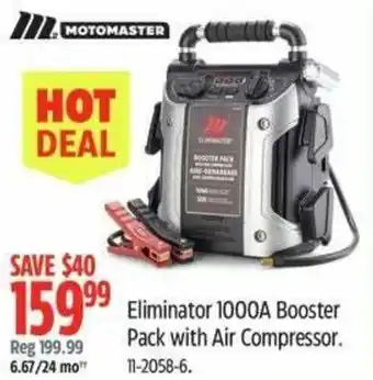 Canadian Tire Motomaster eliminator 1000a booster pack with air compressor offer