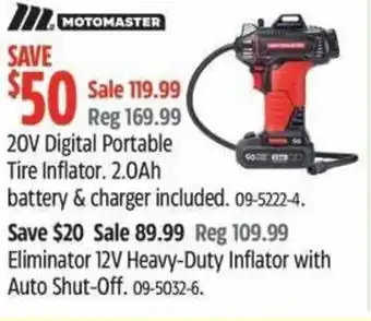 Canadian Tire Motomaster 20V Digital Portable Tire Inflator offer