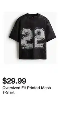 H&M Oversized Fit Printed Mesh T-Shirt offer