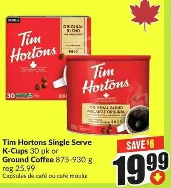 FreshCo Tim Hortons Single Serve K-Cups or Ground Coffee offer