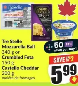 FreshCo Tre Stelle Mozzarella Ball or Crumbled Feta offer