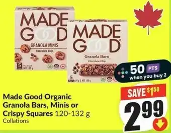 FreshCo Made Good Organic Granola Bars, Minis or Crispy Squares offer