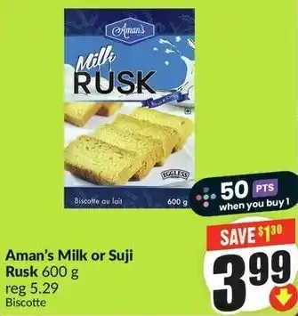 FreshCo Aman's Milk or Suji Rusk offer