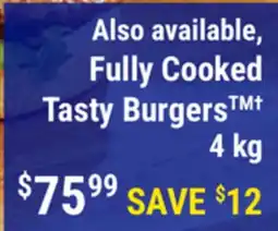 M & M Food Market Fully Cooked Tasty Burgers offer