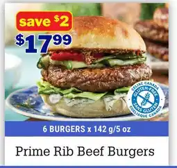 M & M Food Market Prime Rib Beef Burgers offer