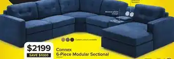 Leon's Connex 6-Piece Modular Sectional with Storage Console - Blue offer