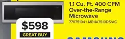 Leon's Samsung Stainless 400 CFM Slim Over-The-Range Microwave (1.1 Cu.Ft.) - ME11A7510DS/AC offer