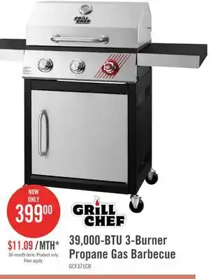 The Brick Grill Chef 39,000 BTU 3-Burner LP Gas BBQ - GCF371CRP offer