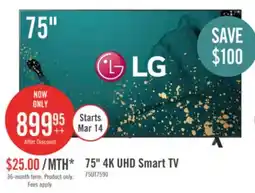 The Brick LG 75 4K UHD HDR10+ HGiG 60Hz webOS Smart TV (75UT7590PUA) offer