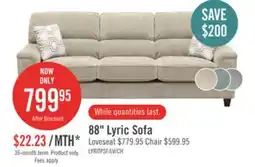 The Brick Lyric 88.1 Chenille Fabric Sofa with Reversible Seat Cushions, Accent Pillows and Wood Legs - Taupe offer